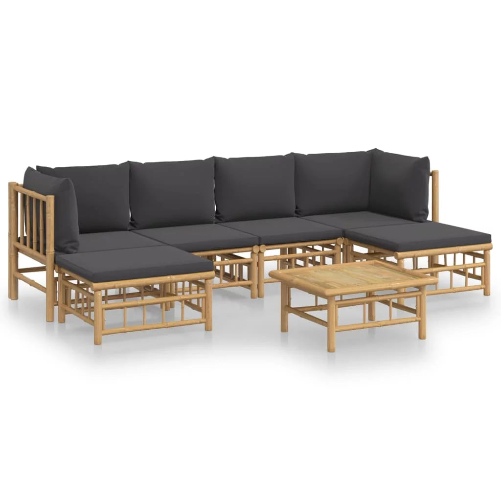 7 Piece Patio Set with Dark Gray Cushions U397039
