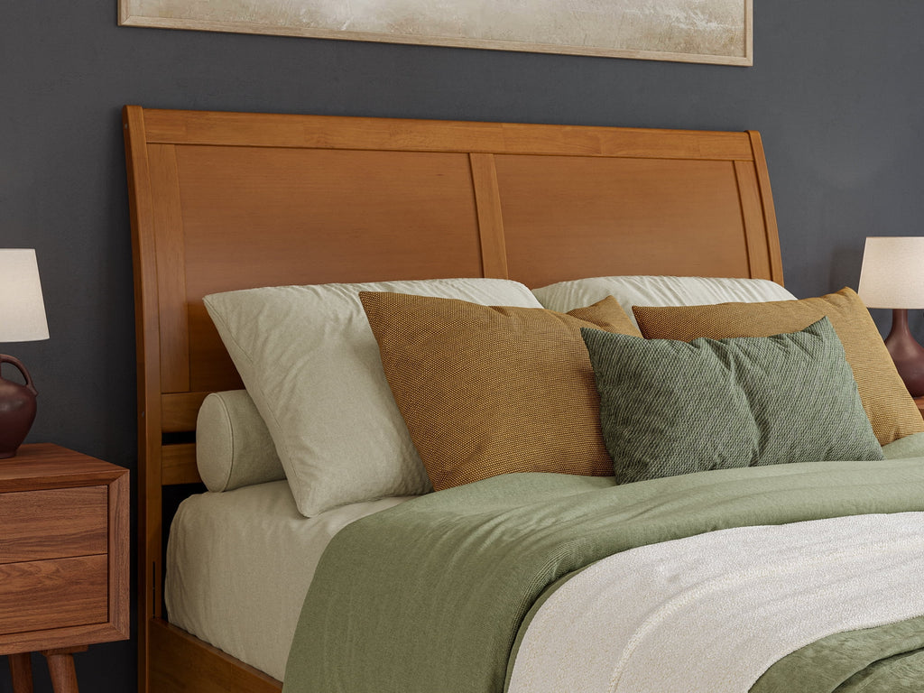 Queen Sleigh Solid Wood Panel Headboard with Attachable Charger S272