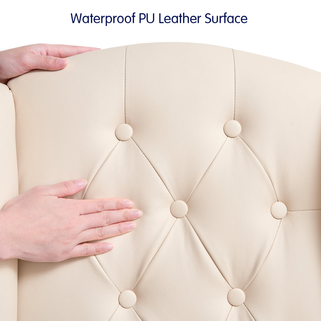 Waterproof PU Leather Dining Chairs Set of 4 Beige P503005