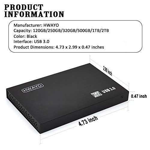 1TB Ultra Slim Portable External Hard Drive USB3.0 Silver C84391