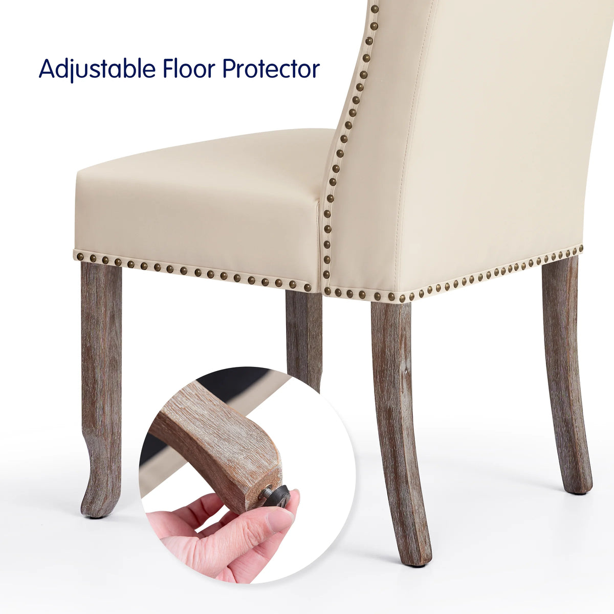 Waterproof PU Leather Dining Chairs Set of 4 Beige P503005