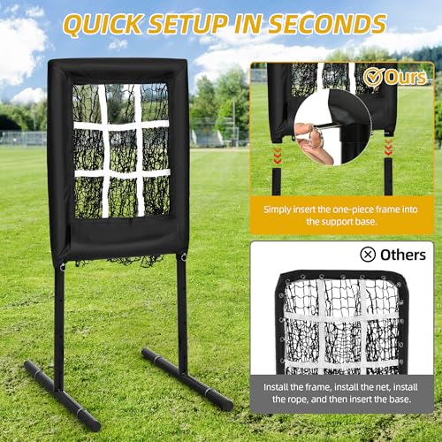 Heavy Duty 9 Hole Baseball Softball Pitching Net with Carry Bag Y83579