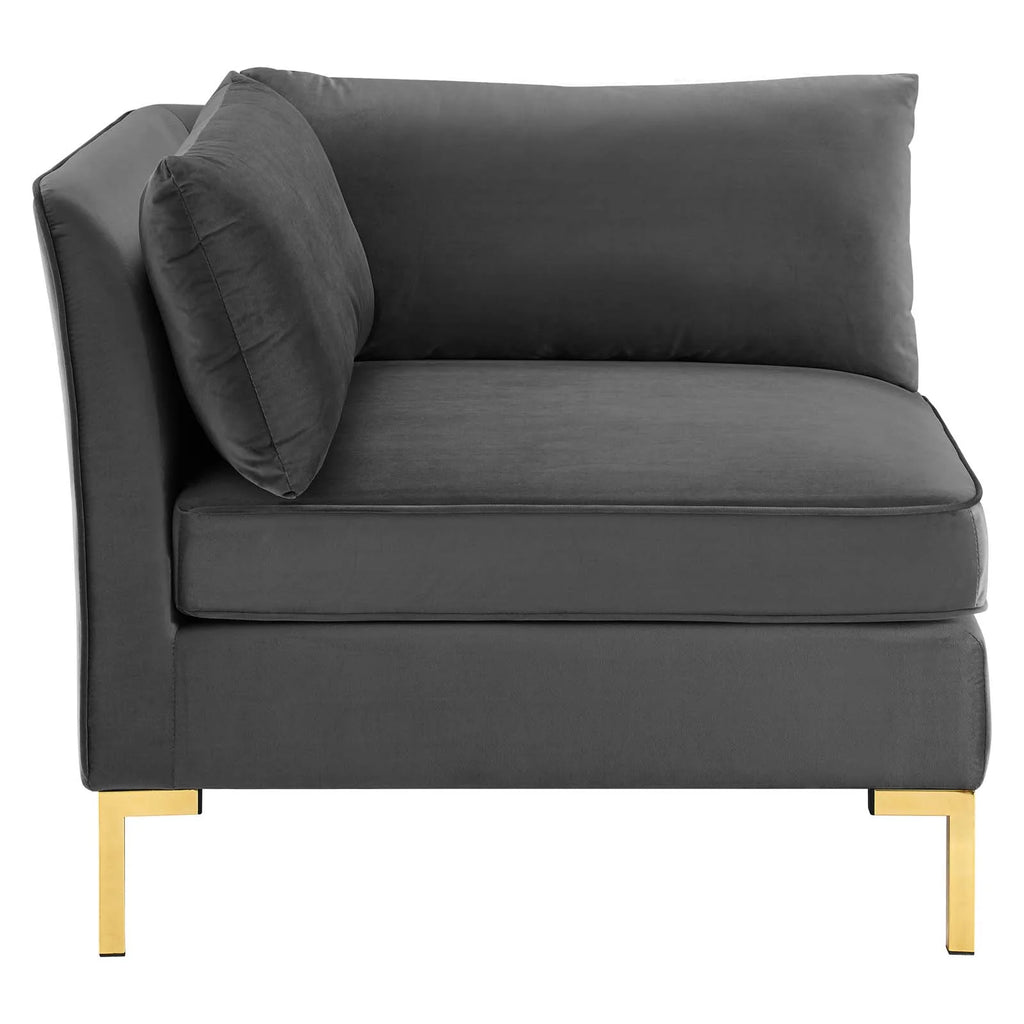 Gray Performance Velvet Sectional Sofa Corner Chair Z107