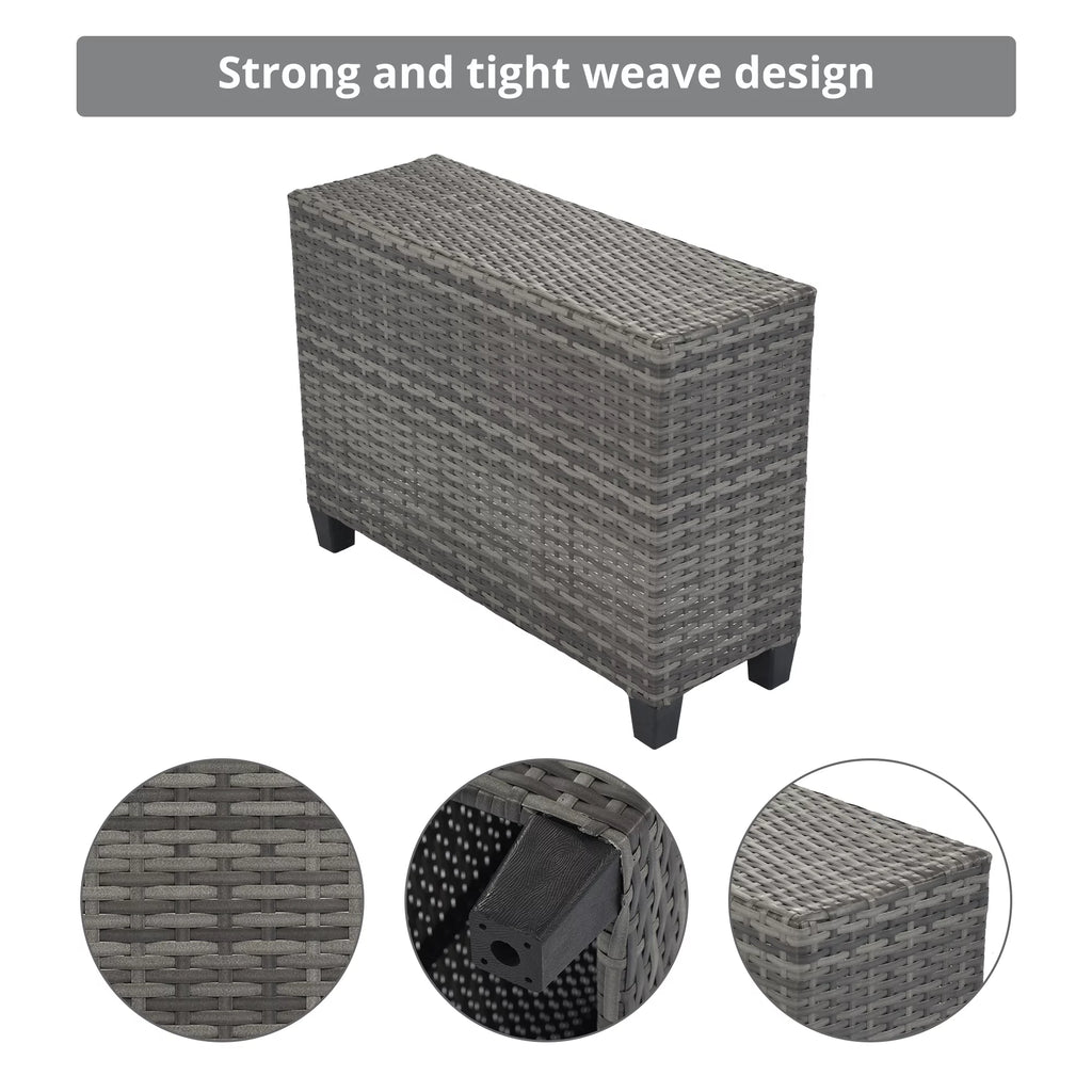 8 Pieces Beige Wicker Sofa Set with Glass Coffee Table Y387