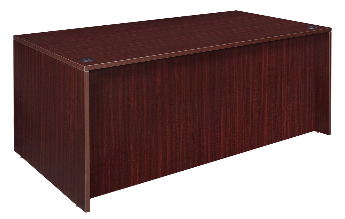 71 in.Hi-Low L Desk with Single Mobile Pedestal- Mahogany B81443