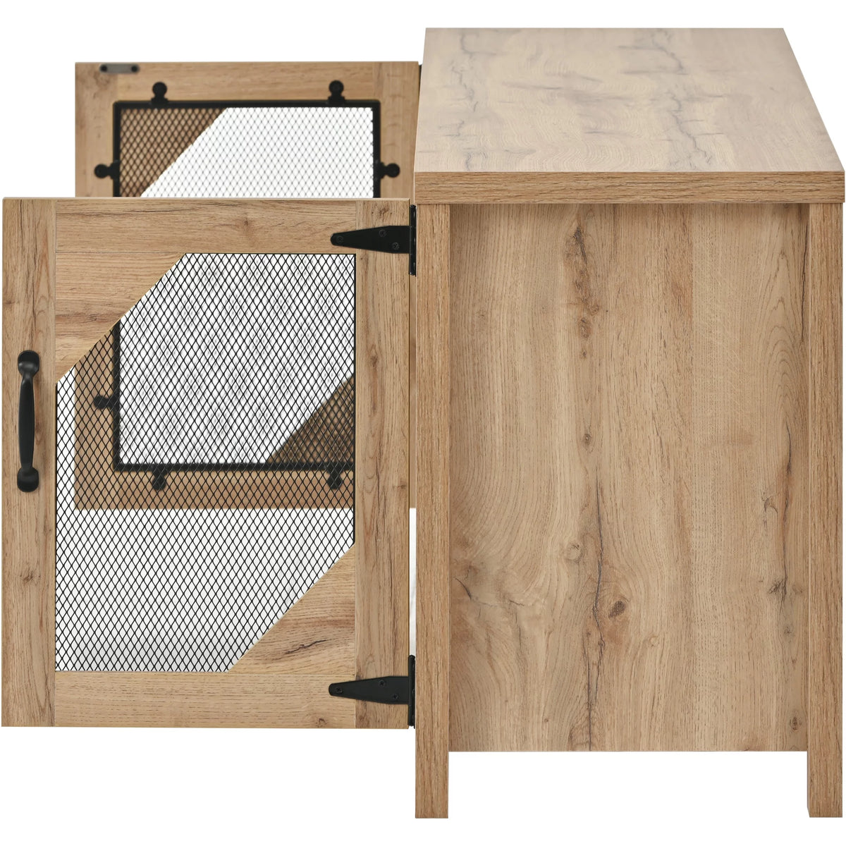 Natural Wood TV Stand with 2 Door Cabinet M561
