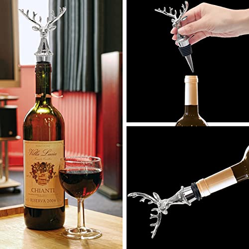 Deer Head Wine Pourer and Stopper with Silicone Rubber Fitting W52165