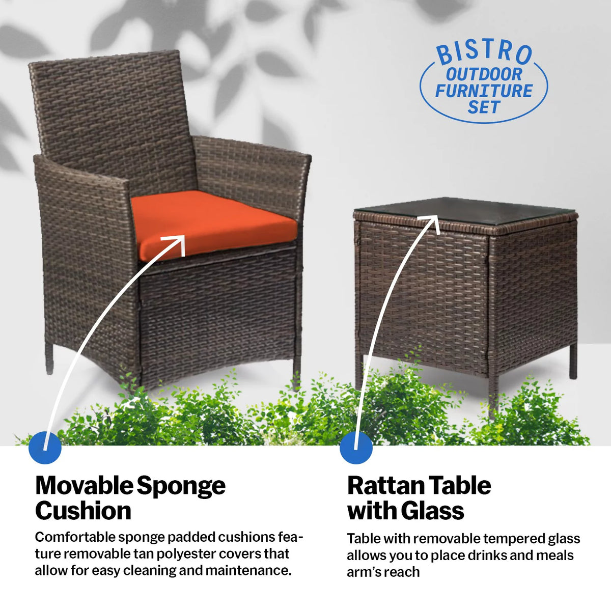3 Piece Rattan Outdoor Furniture Set M11613