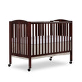 Full Size 2-in-1 Folding Stationary Side Crib with Locking Wheels, Espresso J2633