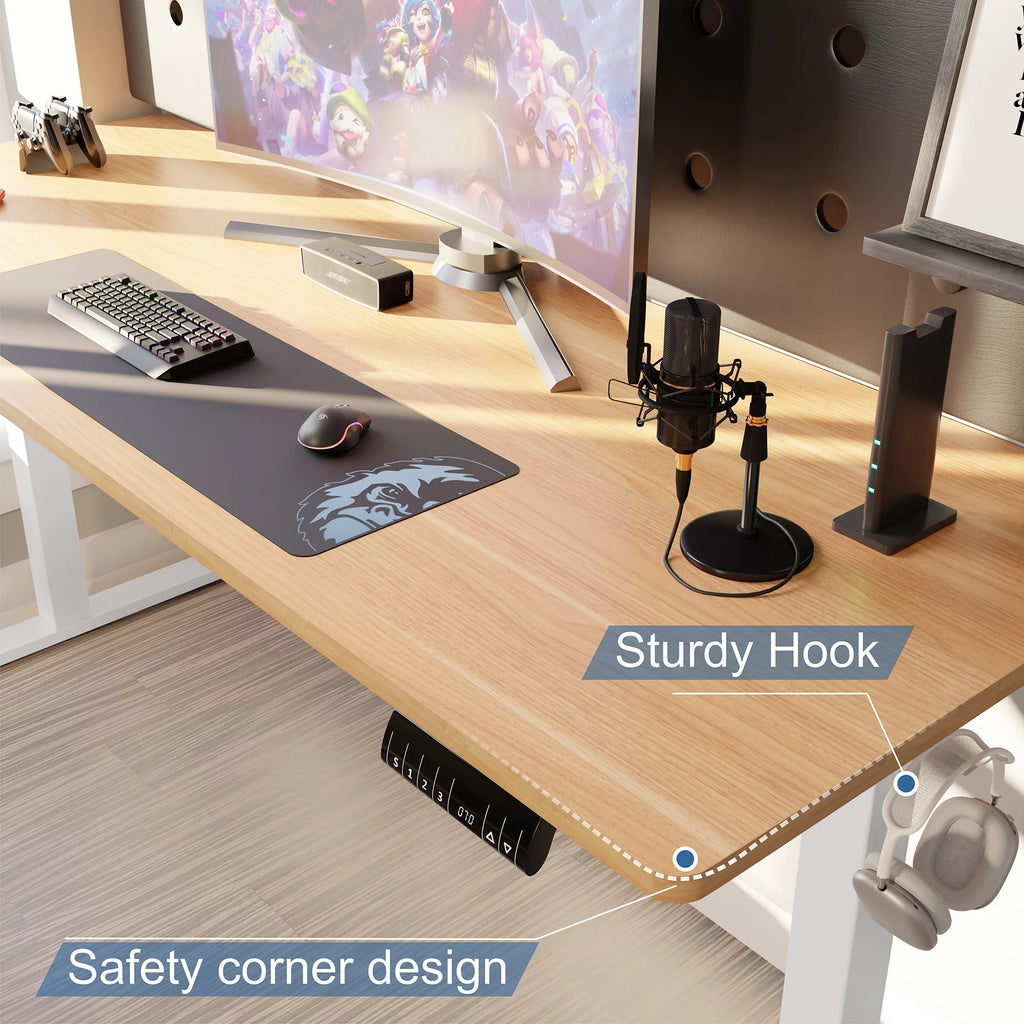Electric Height Adjustable Standing Desk 63 x 24 Inches White Frame/Yellow Top X815