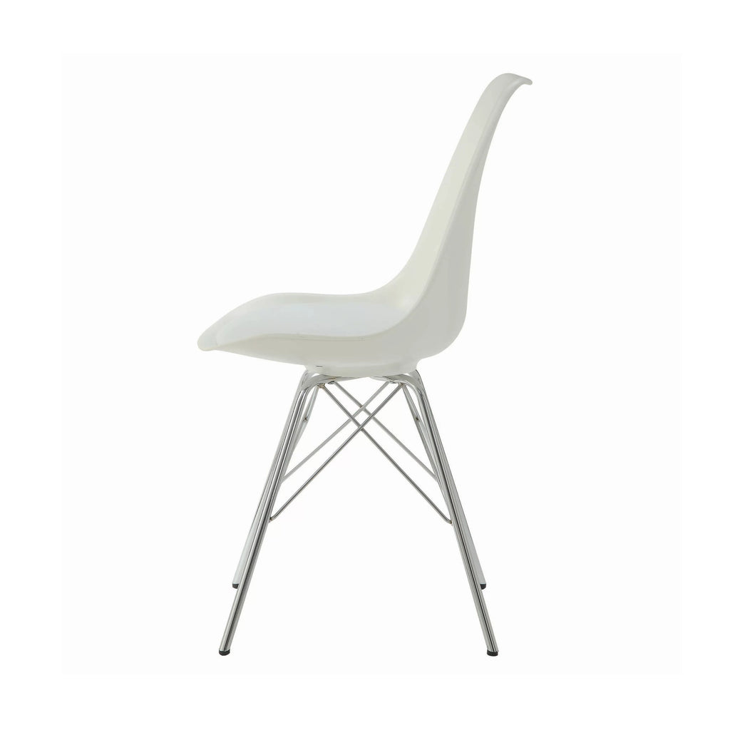 White and Chrome Dining Chairs Set of 2 R52507