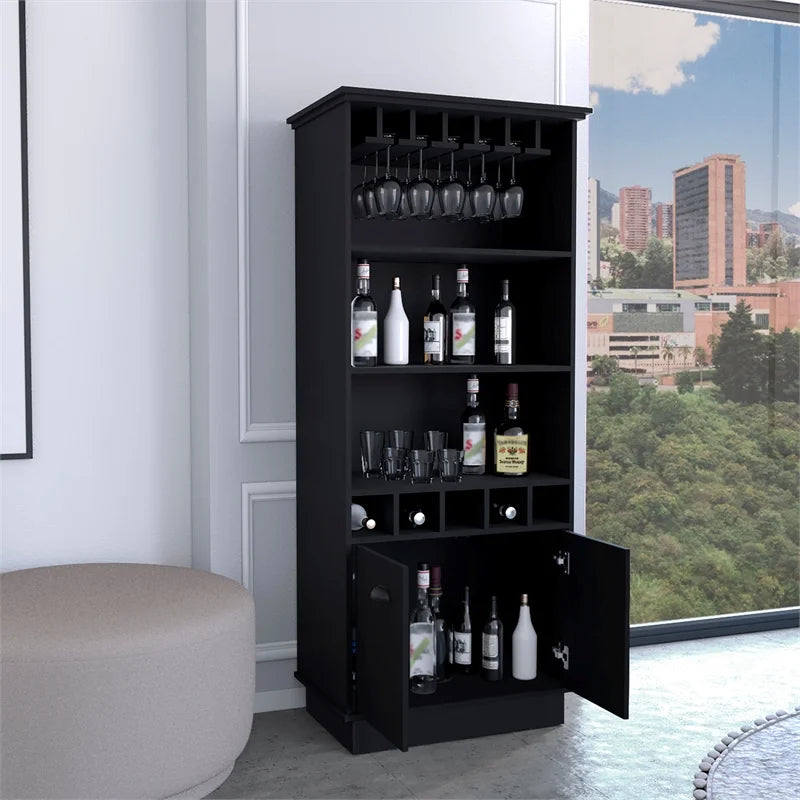Black Manufactured Wood Bar Cabinet U73388