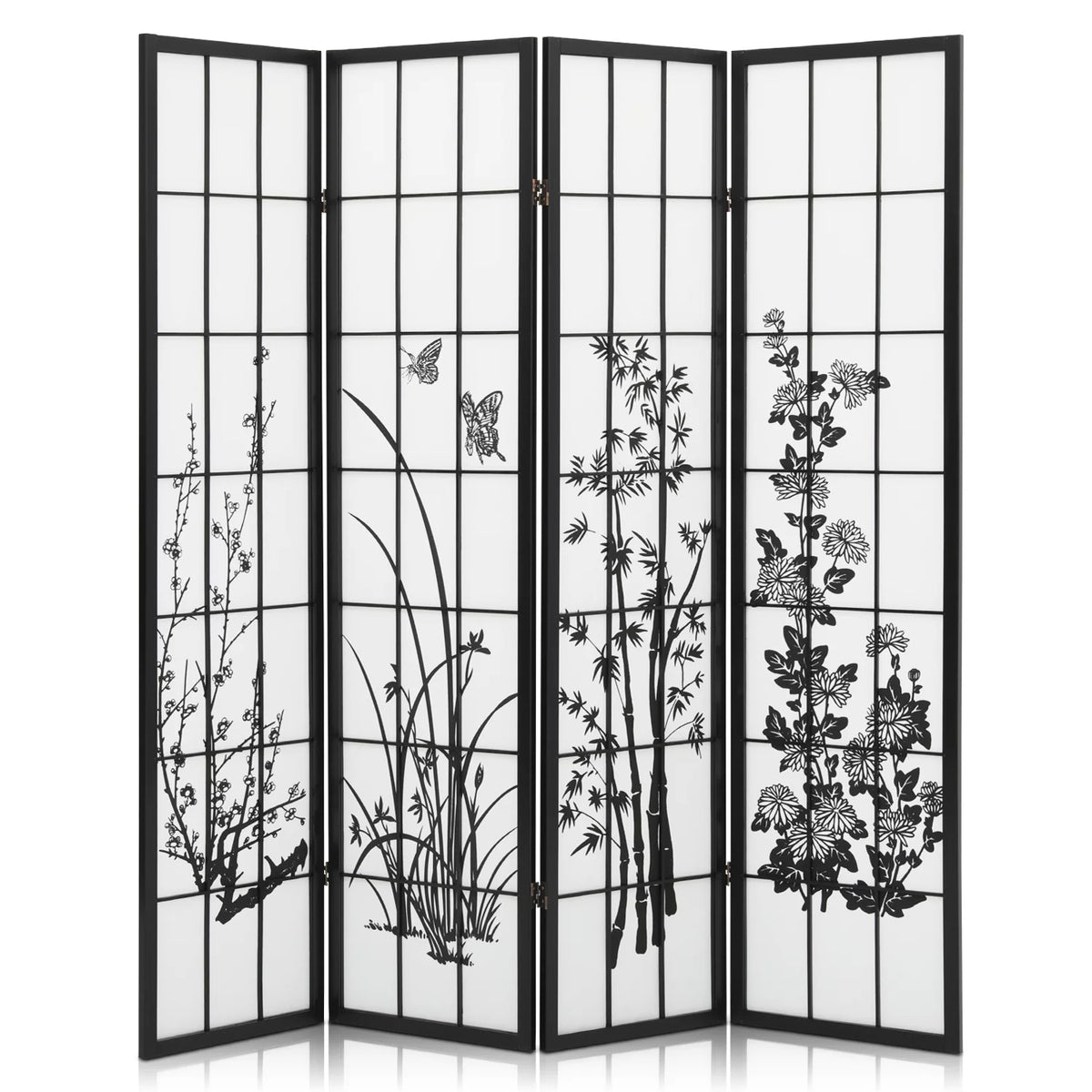 4 Panel Wood Folding Room Divider C9128