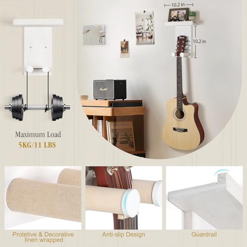 2-Pack Guitar Wall Mount Hanger with Shelf & Pick Holder E841469