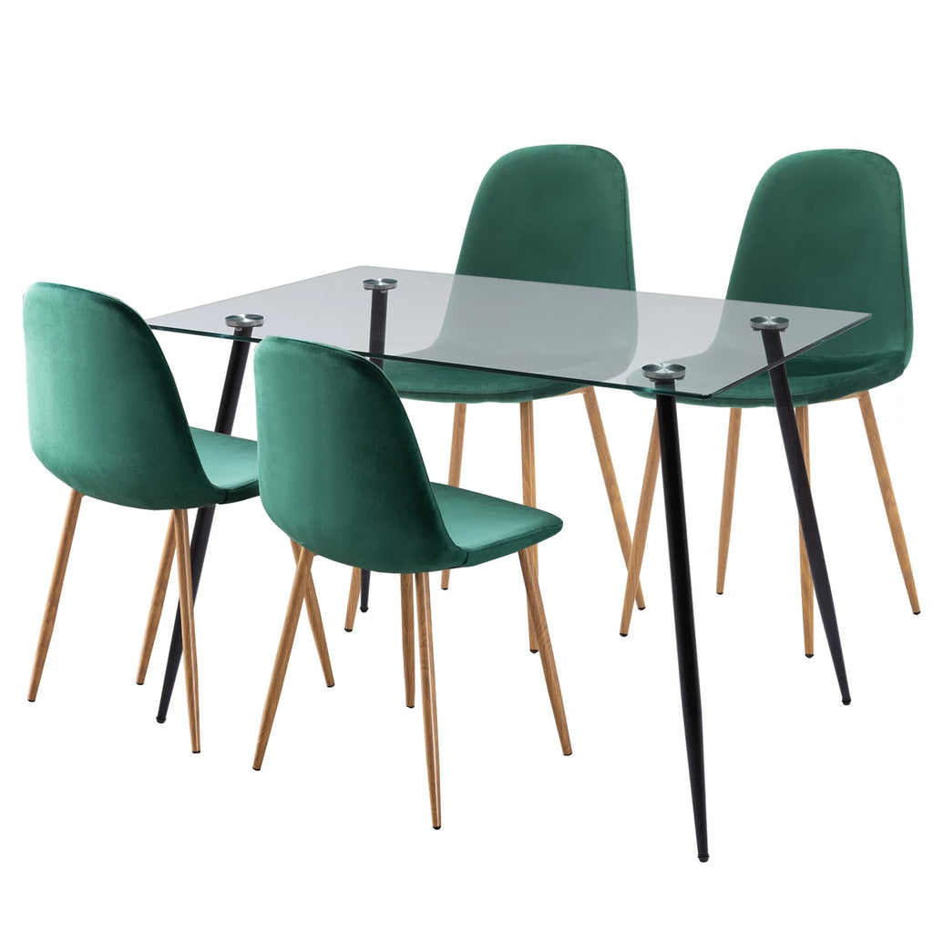 Tempered Glass Dining Table with Black Metal Legs N6255