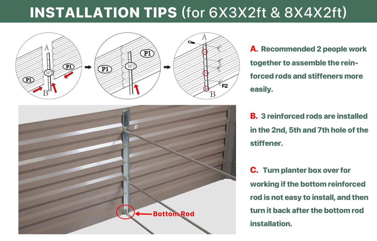 Galvanized Steel Raised Garden Bed 6x3x2 ft Brown R4517