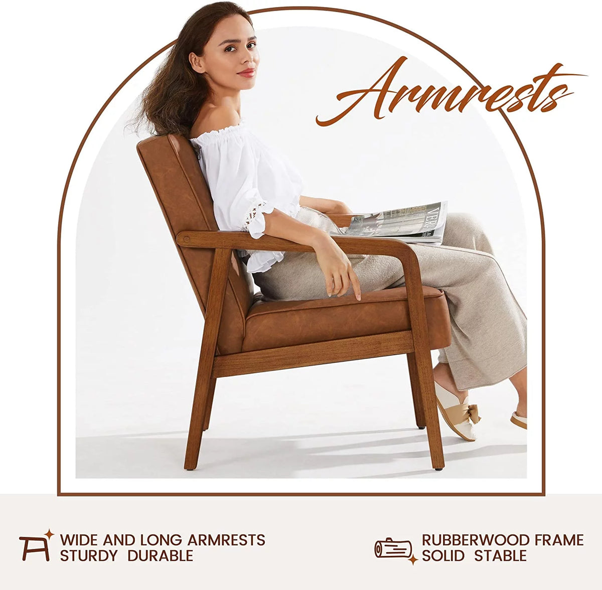 Light Brown 2 Pieces PU Leather Accent Chair O657076