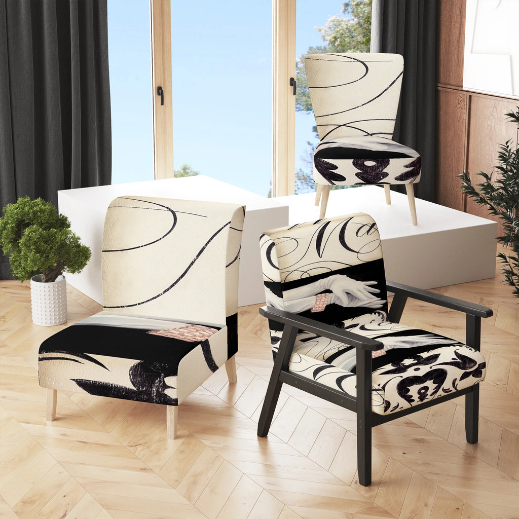 Black And White Upholstered Accent Chair D714