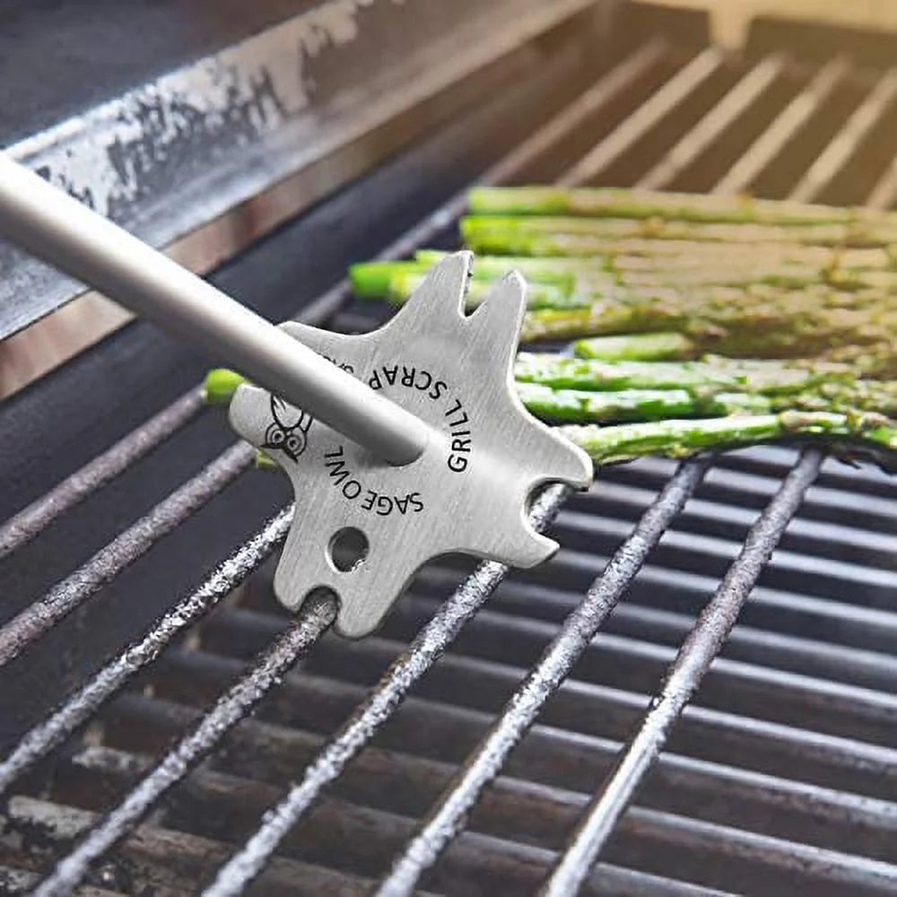 Bristle Free Stainless Steel Grill Scraper Tool with 17" Long Handle U958
