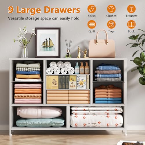 Black Oak 9 Drawer Wood Dresser S56768