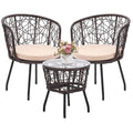 3 Pieces Beige All-Weather Wicker Patio Bistro Set C7196