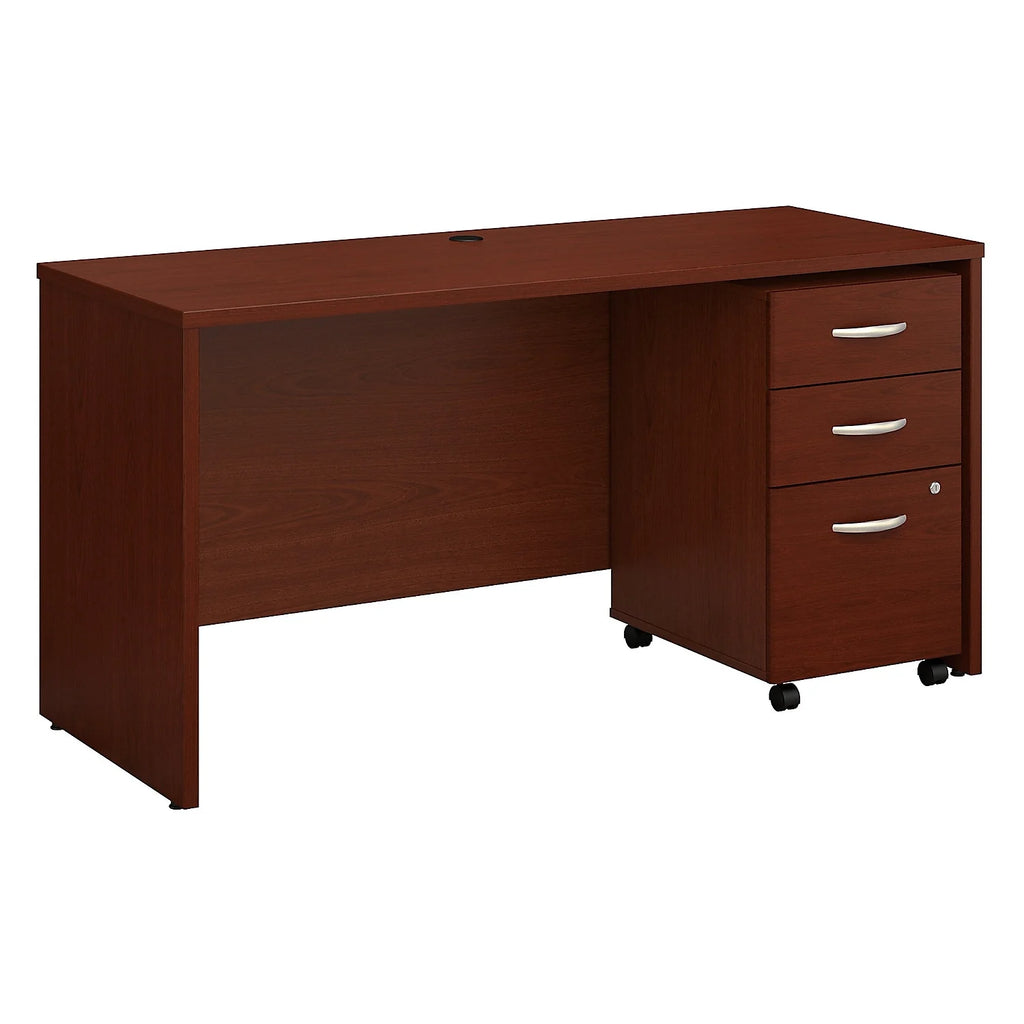 60W x 24D Office Desk with Drawers in Mahogany Q95801