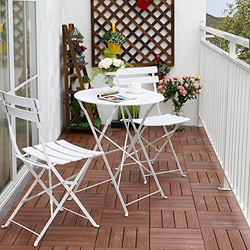 3-Piece Folding Bistro Set, 2 Chairs and 1 Table, Yellow O7639