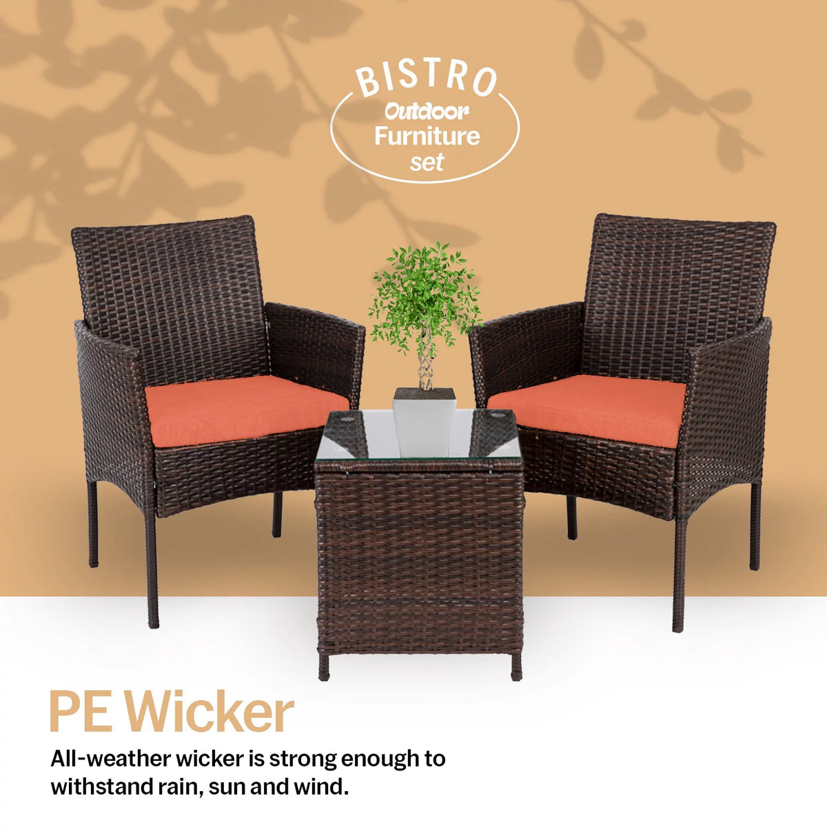 3 Piece Rattan Outdoor Furniture Set M11613