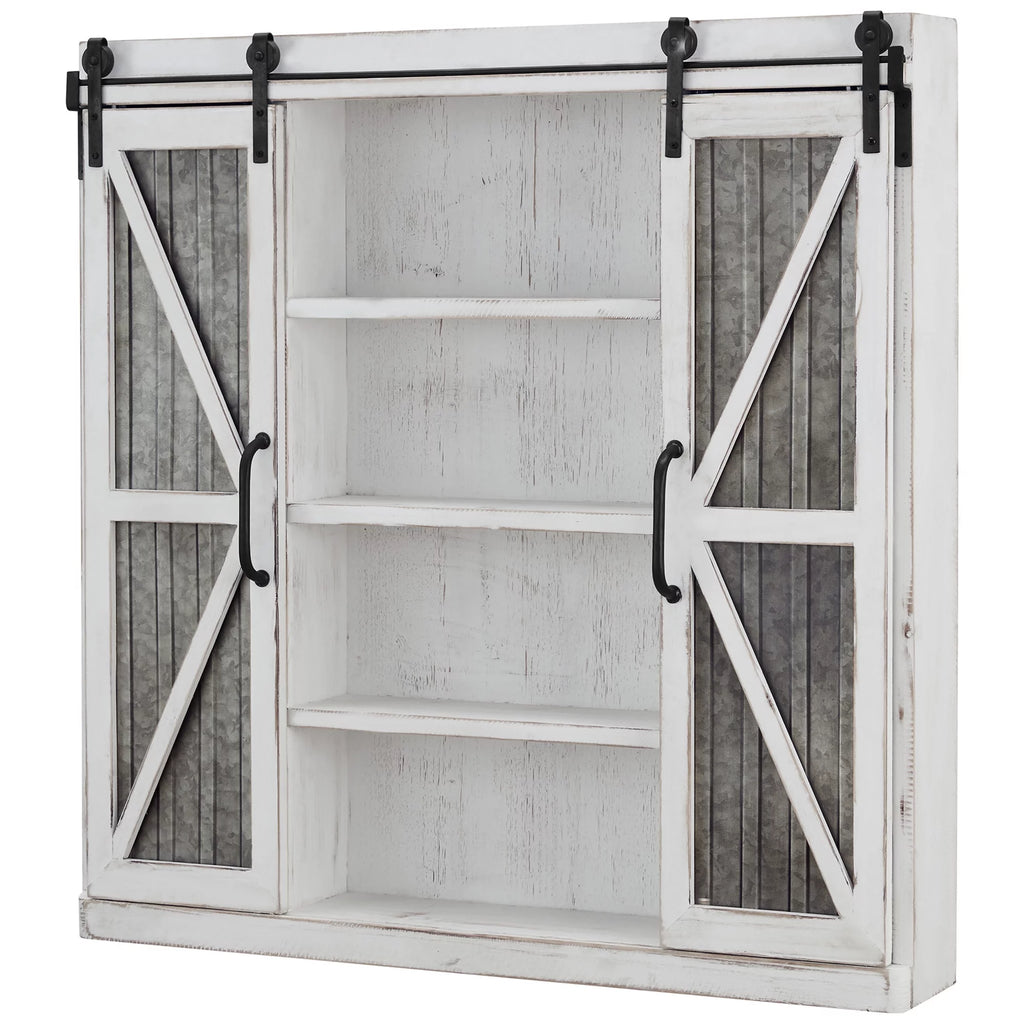 White and Silver Wood Cabinet W163223