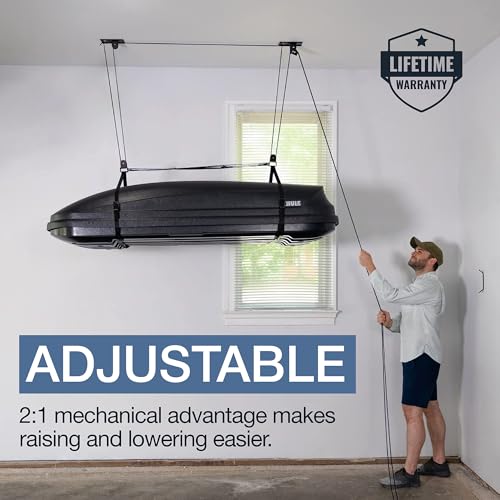 Cargo Box Ceiling Hoist with Pulley Lift System, Fits 8–10 ft Ceilings, Holds 150 lbs J39519