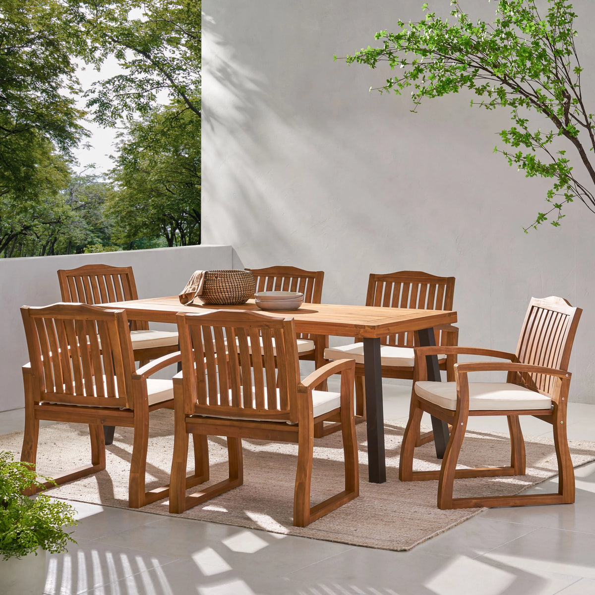 Acacia Wood 7 Piece Dining Set F5197