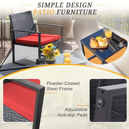 3 Pieces Outdoor Wicker Patio Set with Coffee Table I52424
