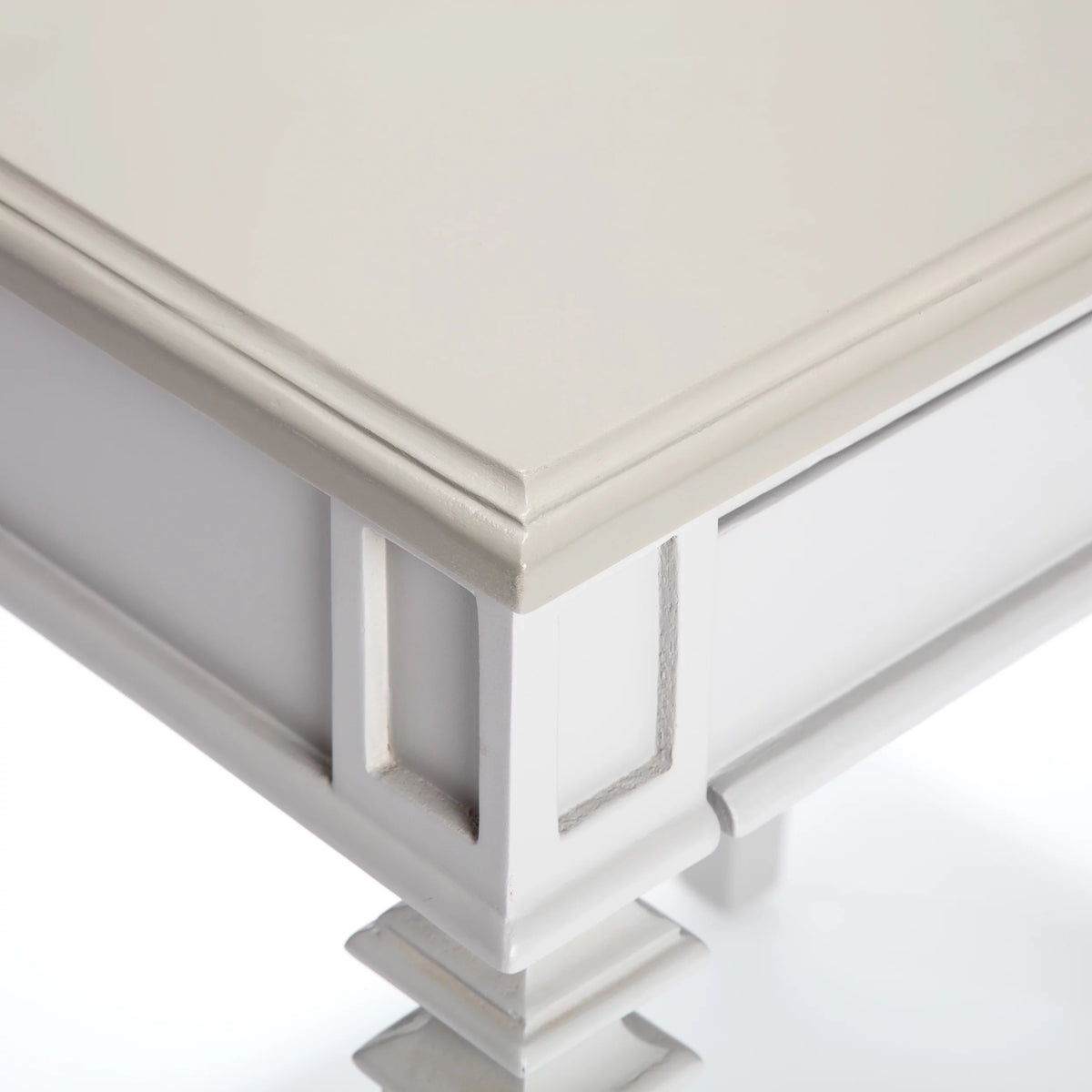 Light Gray Solid Wood End Table Nightstand with Drawer Y43309