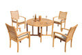 Grade-A Teak 5 Pc Dining Set with 48" Round Butterfly Table and 4 Stacking Arm Chairs U926