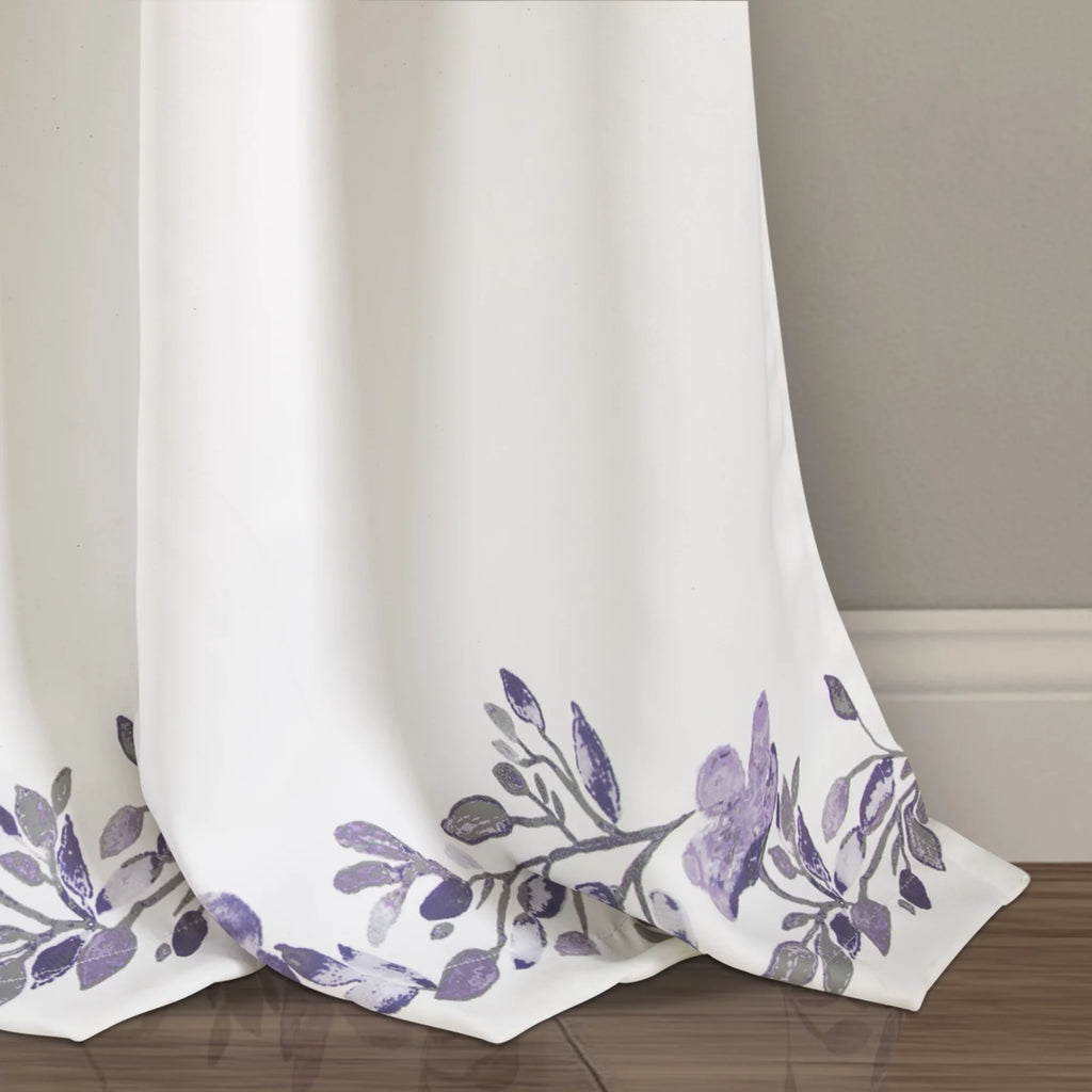 Purple Floral Room Darkening Window Panel 2-Pc Set F8356