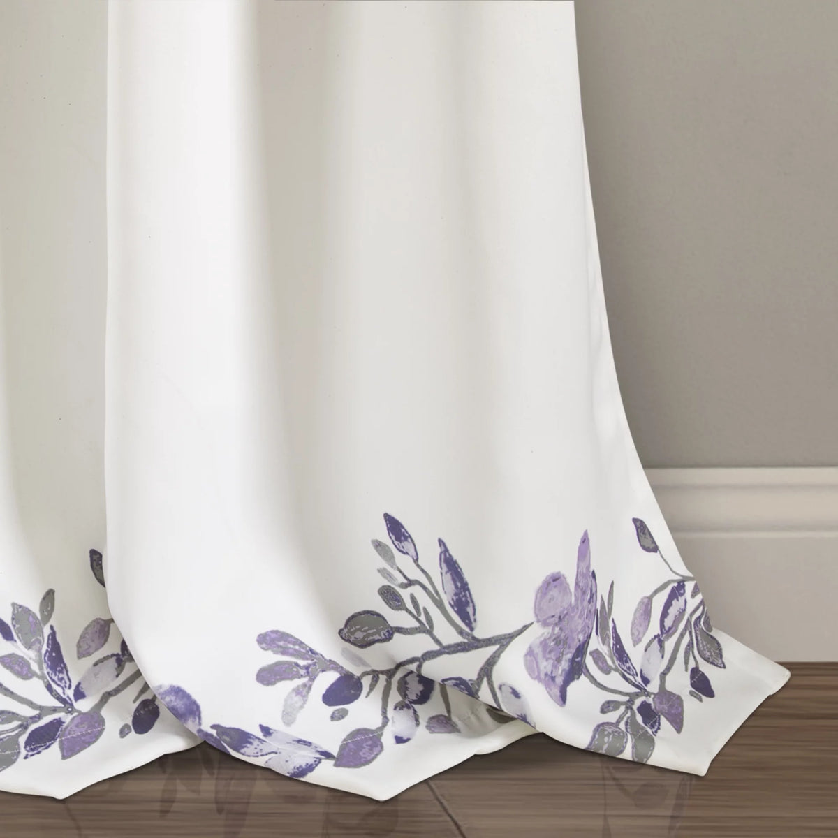 Purple Floral Room Darkening Window Panel 2-Pc Set F8356