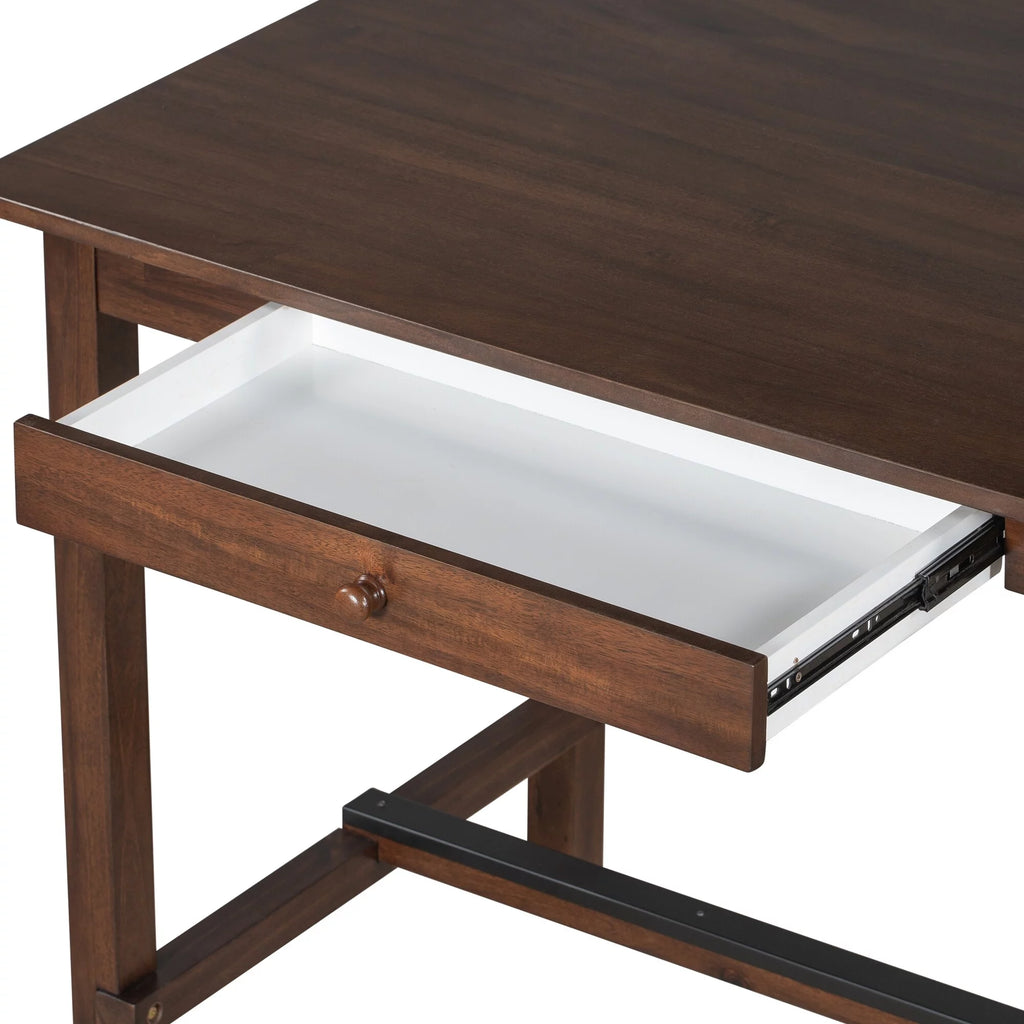 Counter Height Dining Table with Storage Drawer Walnut Z74255