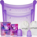Menstrual Cup Starter Kit Set of 2 Reusable Silicone Cups Small Large Purple S982