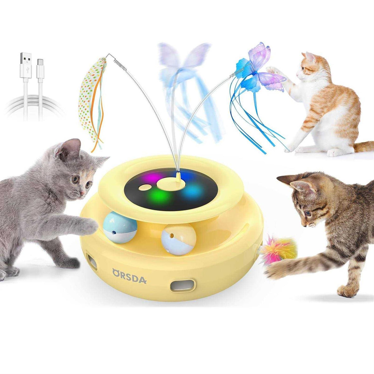 3-in-1 Rechargeable Interactive Cat Toys A83346