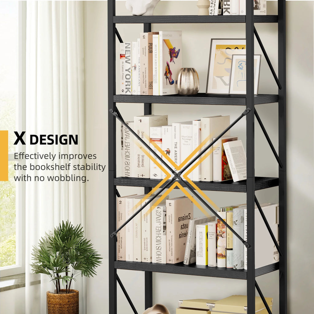 5-Tier Wood Bookcase Storage Shelves O83437