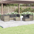 8 Piece Patio Set with Cushions Gray Poly Rattan I46971