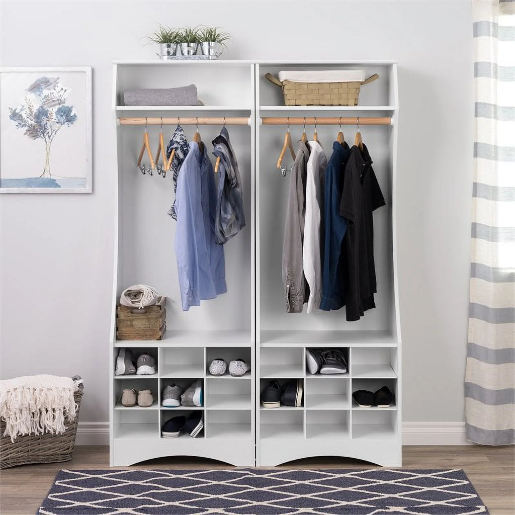 White Engineered Wood Wardrobe with Shoe Storage P13369