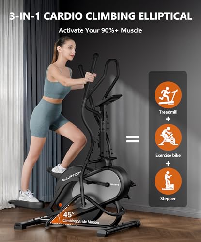 3-in-1 Elliptical Exercise Machine with 16 Levels Resistance F5869