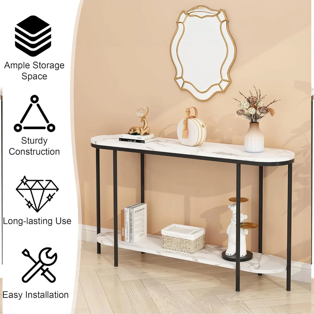 Faux Marble 2 Tier Sofa Table N308