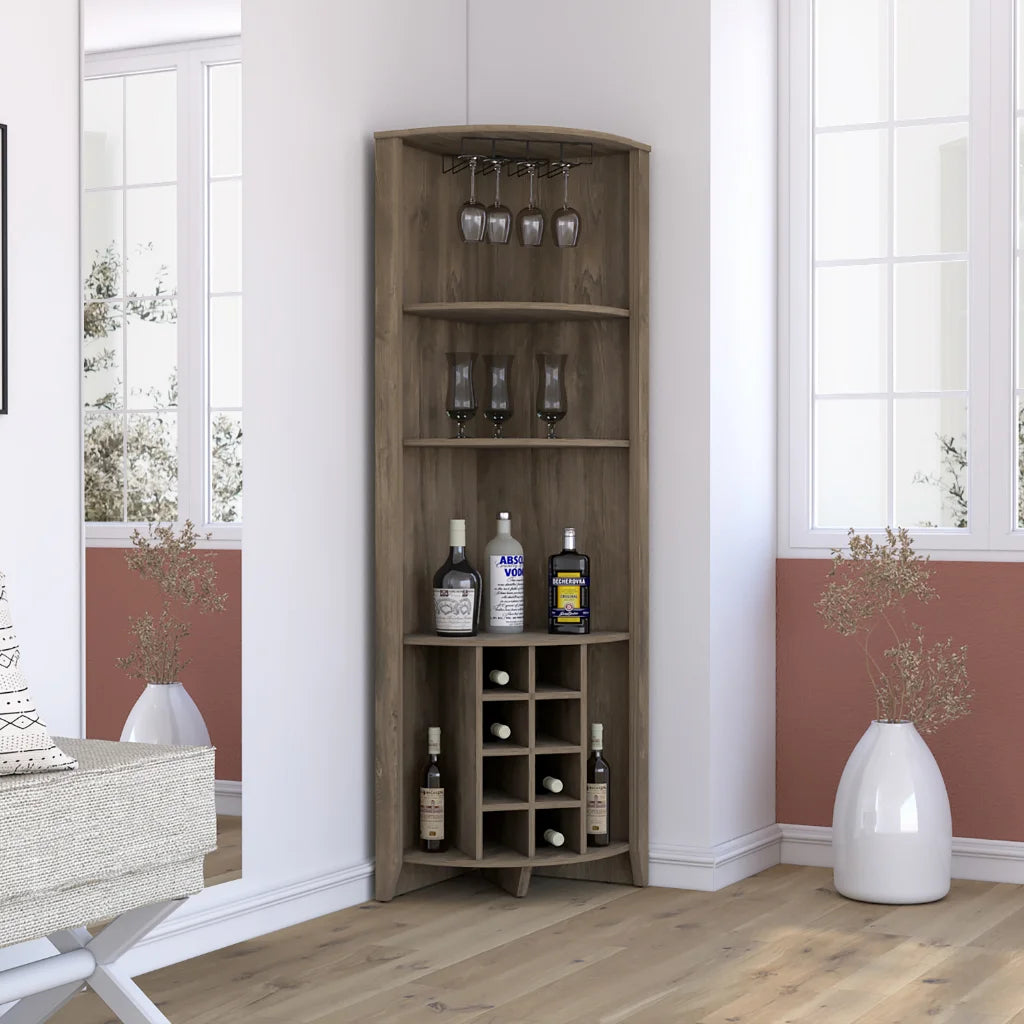 Dark Brown Corner Bar Cabinet N77941