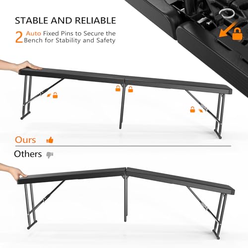 White 6 Feet Plastic Folding Bench 2 Pack N8693