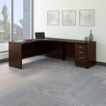 72W Corner Desk with 48W Return and Mobile File Cabinet in Mocha Cherry O84238