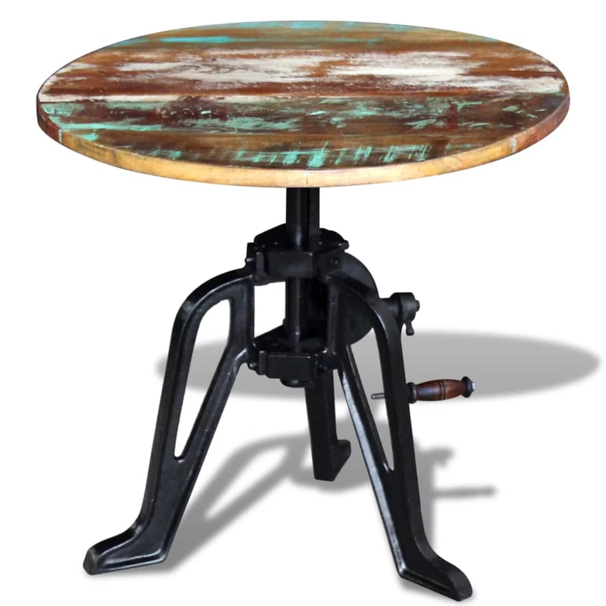Solid Reclaimed Wood Cast Iron Side Table V972
