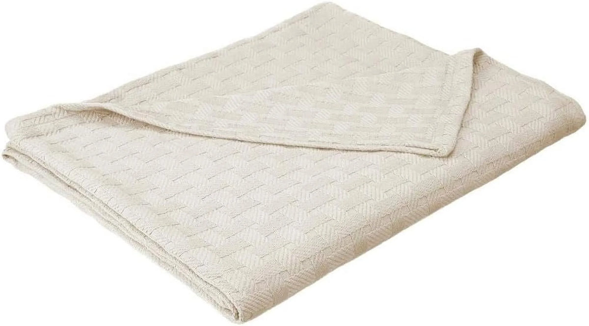 Ivory Basket Weave Blanket W2476
