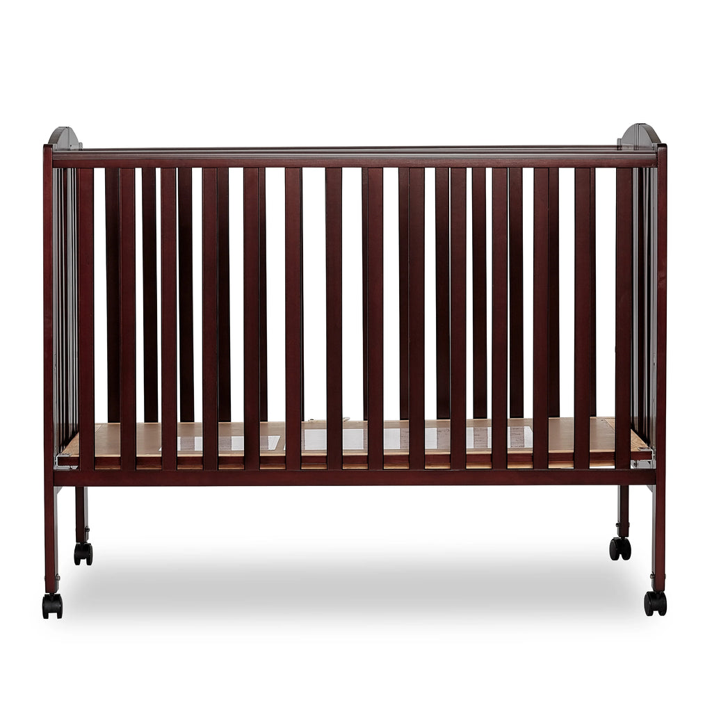 Full Size 2-in-1 Folding Stationary Side Crib with Locking Wheels, Espresso J2633